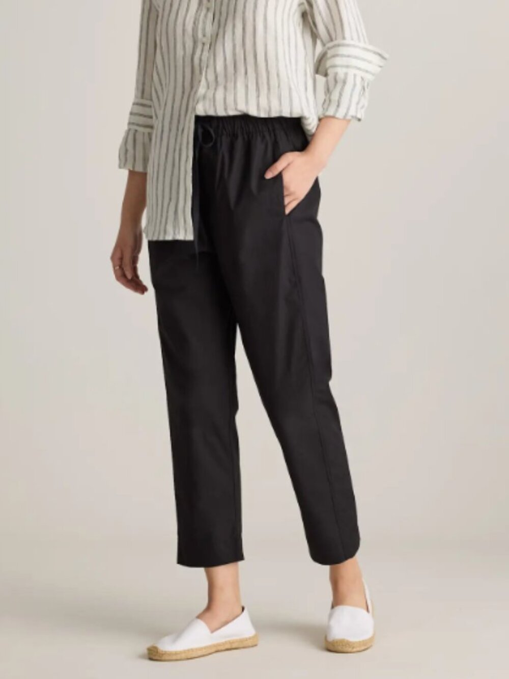 Quince 100% Organic Cotton Poplin Pull-On Pants Black - L